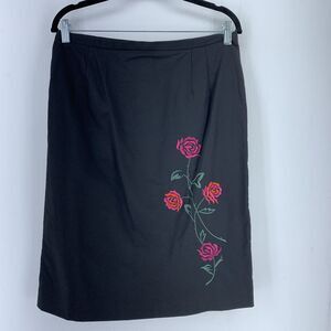 Vtg Gianni Womens 12 Skirt‎ Office Siren Embroidered Floral Whimsigoth Coquette